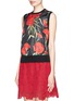 Front View - Click To Enlarge - - - Carnation print silk front sleeveless top