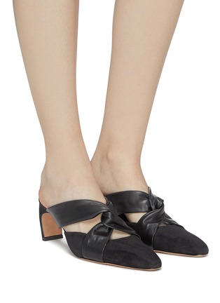 Figure View - Click To Enlarge - ROSETTA GETTY - 'Twist' cross leather strap suede mules