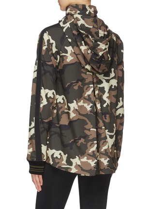 Back View - Click To Enlarge - THE UPSIDE - 'Camo Ash' print striped sleeve hooded track jacket
