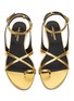 Detail View - Click To Enlarge - SAINT LAURENT - 'Gia' strappy metallic leather sandals