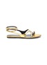 Main View - Click To Enlarge - SAINT LAURENT - 'Gia' strappy metallic leather sandals