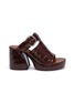 Main View - Click To Enlarge - CHLOÉ - 'Wave' buckled croc embossed leather platform sandals