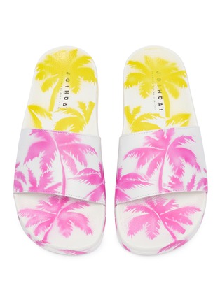 Detail View - Click To Enlarge - JOSHUA SANDERS - Palm print leather slide sandals