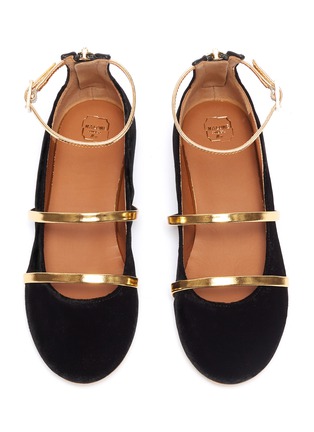 Figure View - Click To Enlarge - MALONE SOULIERS - 'Robyn' strappy velvet kids flats