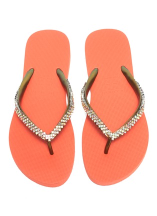 Detail View - Click To Enlarge - UZURII - 'Colorful Classic' crystal metallic PVC thong sandals