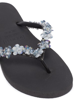 Detail View - Click To Enlarge - UZURII - 'Precious Bloom' crystal floral PVC thong sandals