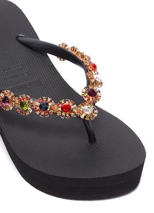 Detail View - Click To Enlarge - UZURII - 'Colorful Diana' crystal floral PVC wedge thong sandals