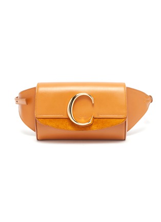 Main View - Click To Enlarge - CHLOÉ - 'Chloé C' suede panel leather bum bag