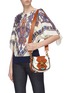 Figure View - Click To Enlarge - CHLOÉ - 'Tess' ring baroque debossed small colourblock leather shoulder bag