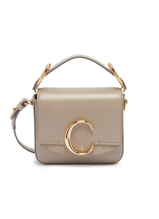 Main View - Click To Enlarge - CHLOÉ - 'Chloé C' suede panel mini leather top handle bag