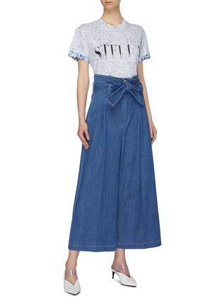 Figure View - Click To Enlarge - STELLA MCCARTNEY - 'Maggie' belted paperbag denim culottes
