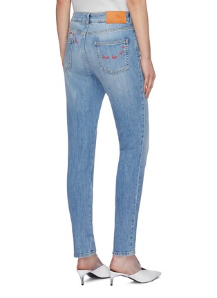 Back View - Click To Enlarge - STELLA MCCARTNEY - Slogan embroidered skinny jeans