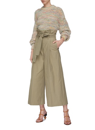 Figure View - Click To Enlarge - STELLA MCCARTNEY - Belted pleated paperbag culottes