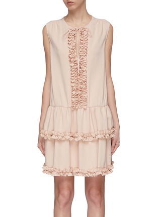 Main View - Click To Enlarge - STELLA MCCARTNEY - Tie keyhole front ruffle trim tiered sleeveless dress