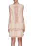 Main View - Click To Enlarge - STELLA MCCARTNEY - Tie keyhole front ruffle trim tiered sleeveless dress