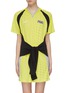Main View - Click To Enlarge - T BY ALEXANDER WANG - Sleeve tie geometric jacquard colourblock tricot dress