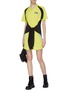 Figure View - Click To Enlarge - T BY ALEXANDER WANG - Sleeve tie geometric jacquard colourblock tricot dress