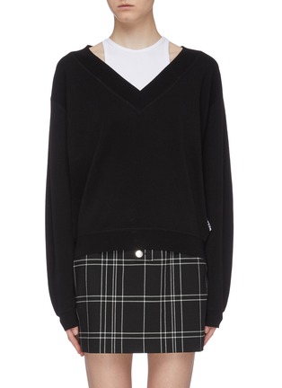 Main View - Click To Enlarge - T BY ALEXANDER WANG - 'Wash + Go' tank panel oversized Merino wool sweater