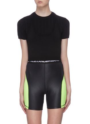 Main View - Click To Enlarge - T BY ALEXANDER WANG - Cutout back mesh stripe underlay knit top