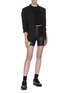 Figure View - Click To Enlarge - T BY ALEXANDER WANG - Cutout back mesh stripe underlay knit top