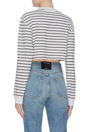 Back View - Click To Enlarge - T BY ALEXANDER WANG - 'Wash + Go' stripe cropped long sleeve T-shirt