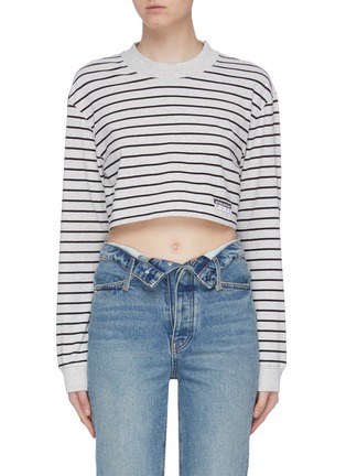Main View - Click To Enlarge - T BY ALEXANDER WANG - 'Wash + Go' stripe cropped long sleeve T-shirt