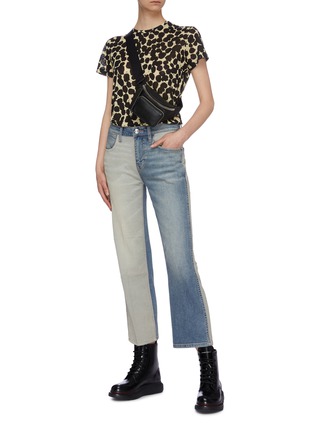 Figure View - Click To Enlarge - CURRENT/ELLIOTT - 'The Vanessa' colourblock patchwork cropped bootcut jeans