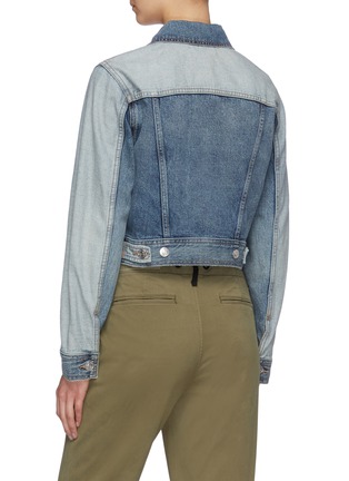Back View - Click To Enlarge - CURRENT/ELLIOTT - 'The Reversed' patchwork corset cropped denim jacket