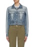Main View - Click To Enlarge - CURRENT/ELLIOTT - 'The Reversed' patchwork corset cropped denim jacket
