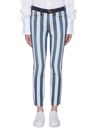 Main View - Click To Enlarge - CURRENT/ELLIOTT - 'The High Waist Stiletto' stripe front skinny jeans