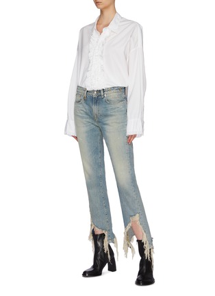 Figure View - Click To Enlarge - R13 - 'Spiral Kick' shredded cuff jeans