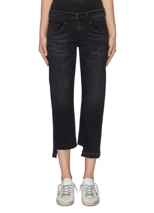 Main View - Click To Enlarge - R13 - 'Boy' asymmetric staggered cuff cropped jeans