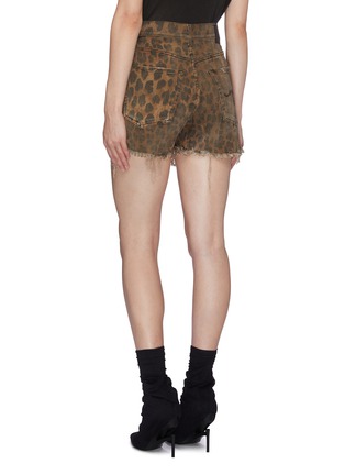 Back View - Click To Enlarge - R13 - 'Shredded Slouch' distressed leopard print denim shorts