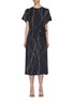 Main View - Click To Enlarge - EQUIPMENT - 'Chemelle' belted abstract line print satin dress