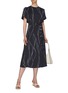 Figure View - Click To Enlarge - EQUIPMENT - 'Chemelle' belted abstract line print satin dress