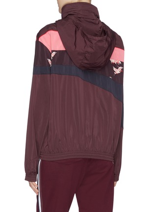 Back View - Click To Enlarge - THE UPSIDE - 'Crane' print colourblock hooded anorak jacket