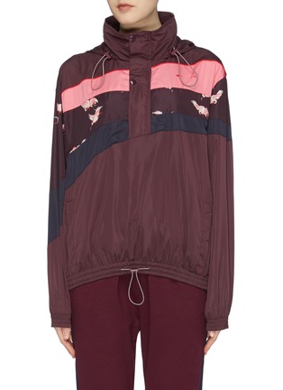 Main View - Click To Enlarge - THE UPSIDE - 'Crane' print colourblock hooded anorak jacket