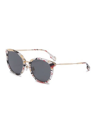Main View - Click To Enlarge - BURBERRY - Acetate front metal round sunglasses