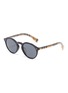 Main View - Click To Enlarge - BURBERRY - Check temple acetate round sunglasses