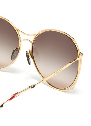 Detail View - Click To Enlarge - BURBERRY - Cutout metal oversized round sunglasses