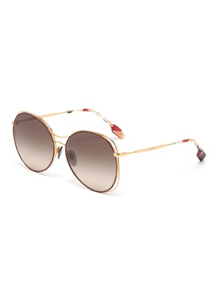 Main View - Click To Enlarge - BURBERRY - Cutout metal oversized round sunglasses