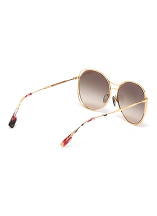 Figure View - Click To Enlarge - BURBERRY - Cutout metal oversized round sunglasses