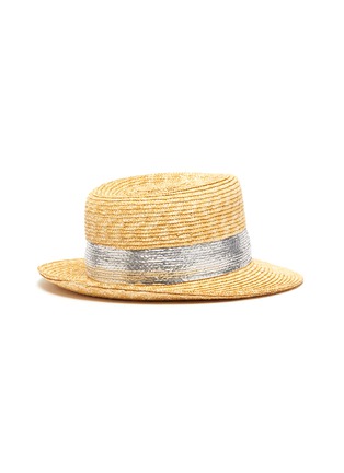 Figure View - Click To Enlarge - MAISON MICHEL - 'Ed' metallic stripe wheat straw trilby hat