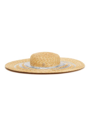 Main View - Click To Enlarge - MAISON MICHEL - 'Bianca' metallic stripe wheat straw capeline hat