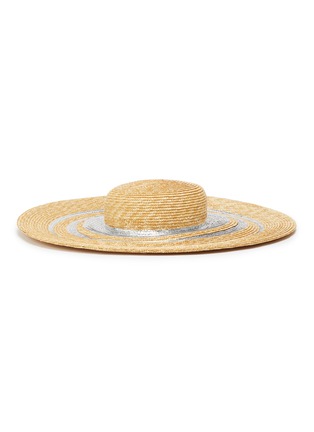 Figure View - Click To Enlarge - MAISON MICHEL - 'Bianca' metallic stripe wheat straw capeline hat
