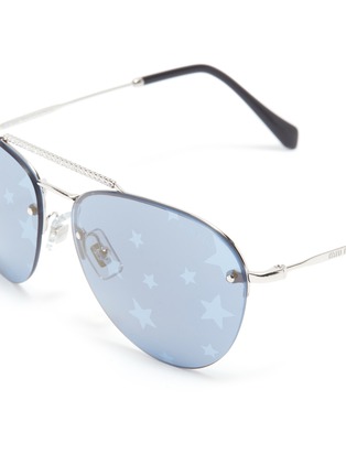 Detail View - Click To Enlarge - MIU MIU - Star print strass browbar metal aviator sunglasses