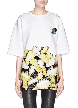 Main View - Click To Enlarge - OPENING CEREMONY - Oversize paint effect leaf print neoprene top