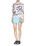 Figure View - Click To Enlarge - OPENING CEREMONY - Palm collage print denim skort