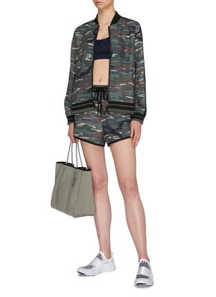 Figure View - Click To Enlarge - THE UPSIDE - 'Army Camo' print drawstring track shorts