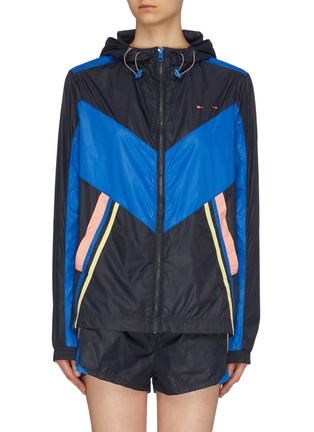 Main View - Click To Enlarge - THE UPSIDE - 'Magic Ash' colourblock stripe water-resistant track jacket